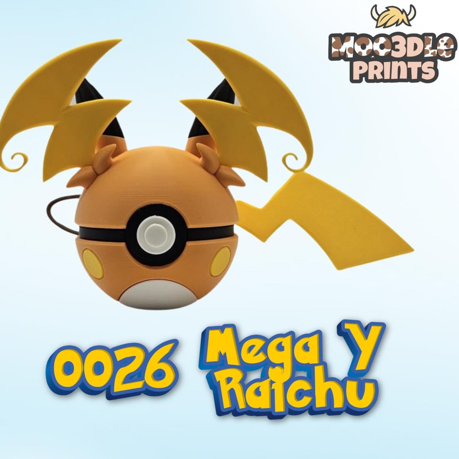 #0026 Mega Y Raichu 3D Printed Poké Ball | MOO3DLE Prints