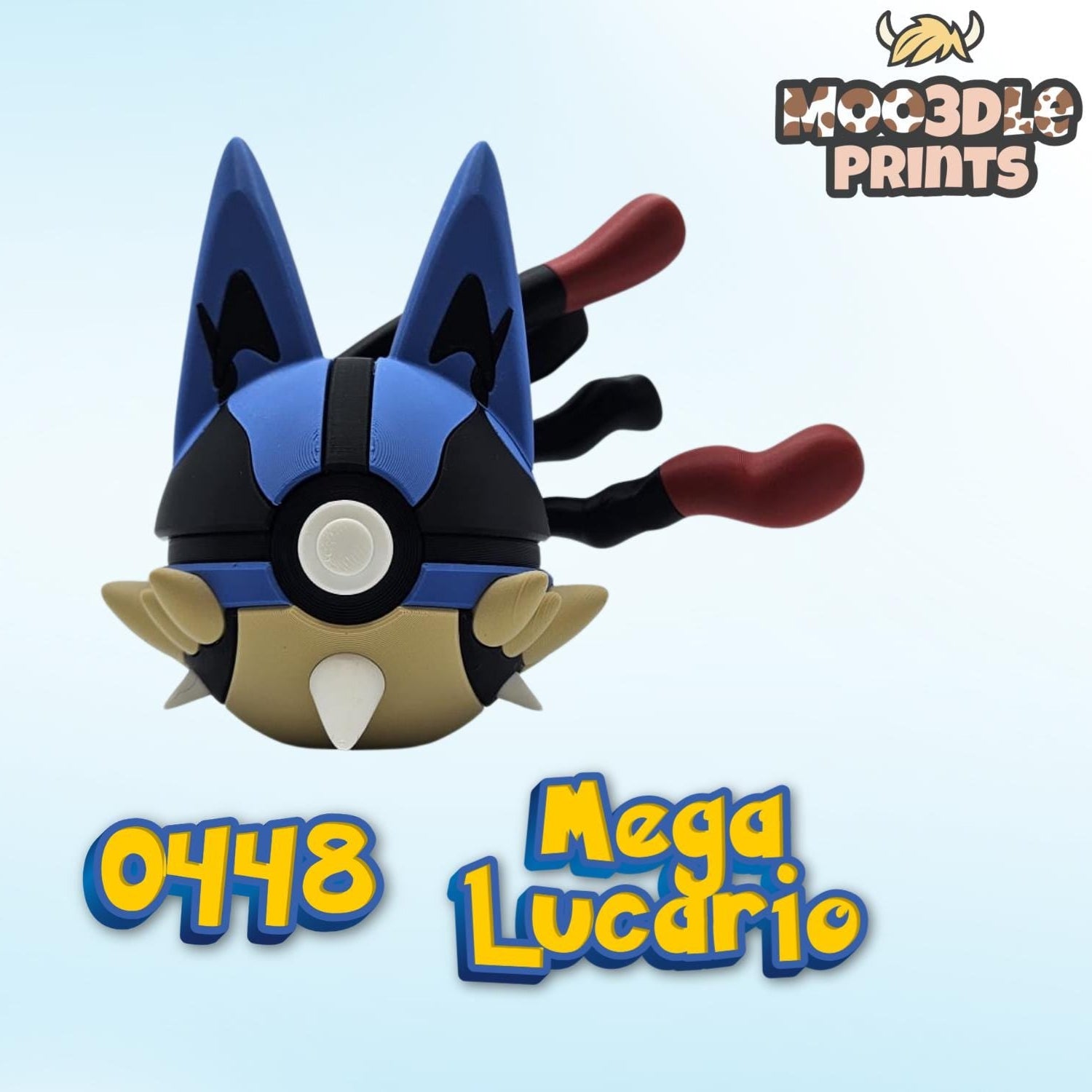 #0448 Mega Lucario 3D Printed Poké Ball | MOO3DLE Prints