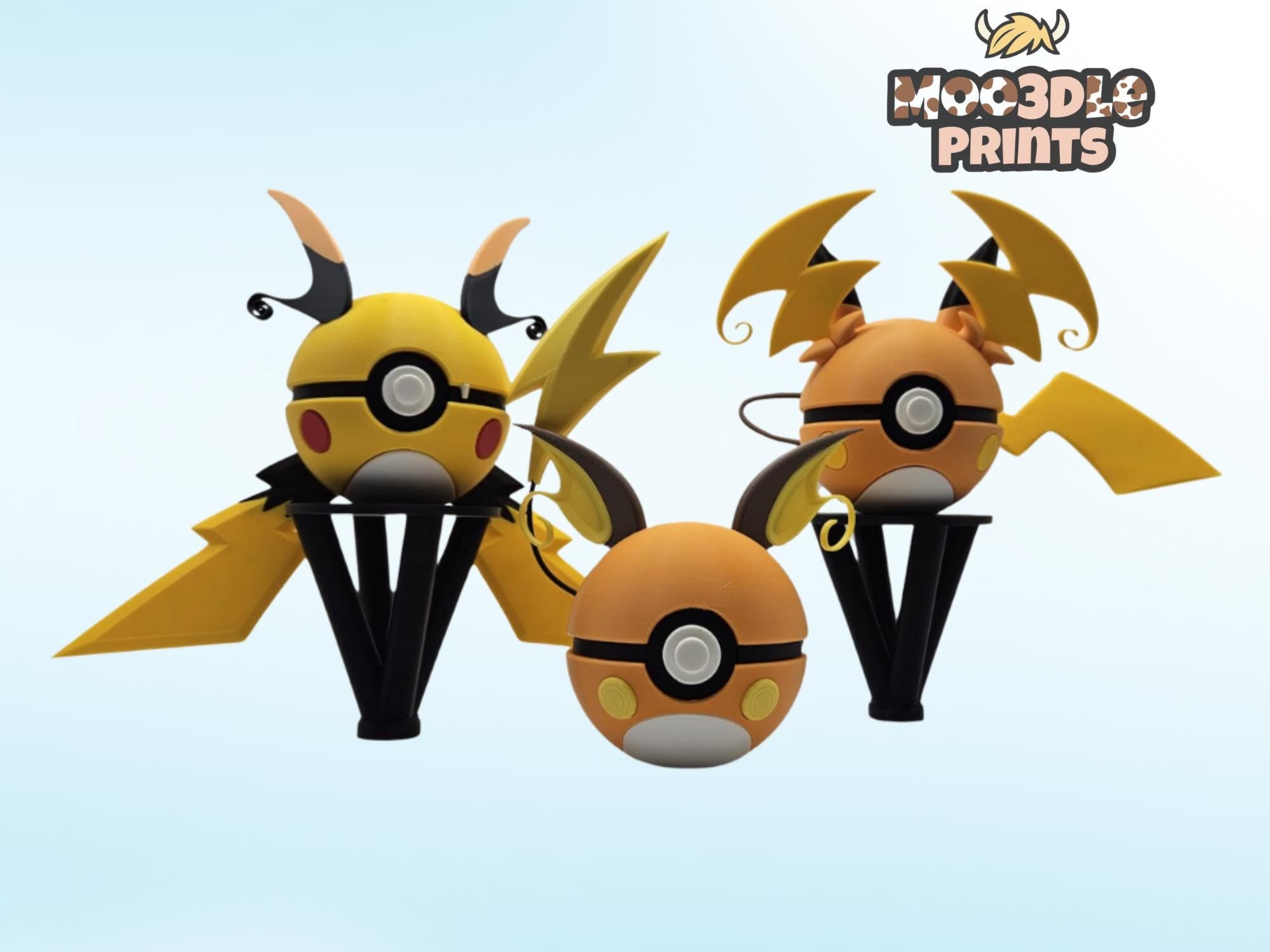 Pokéball 0026 Raichu | Pokémon Inspired 3D Printed Display Figure