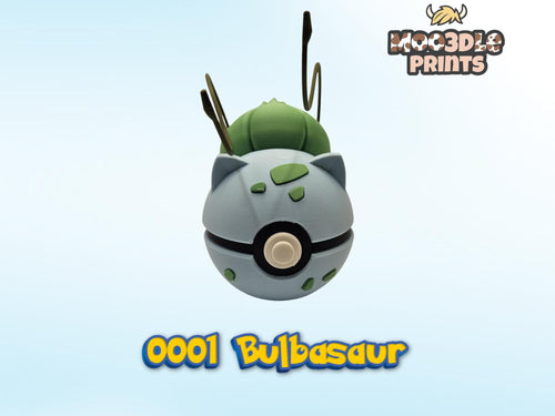 Pokéball 0001 Bulbasaur | Pokémon Inspired 3D Printed Display Figure